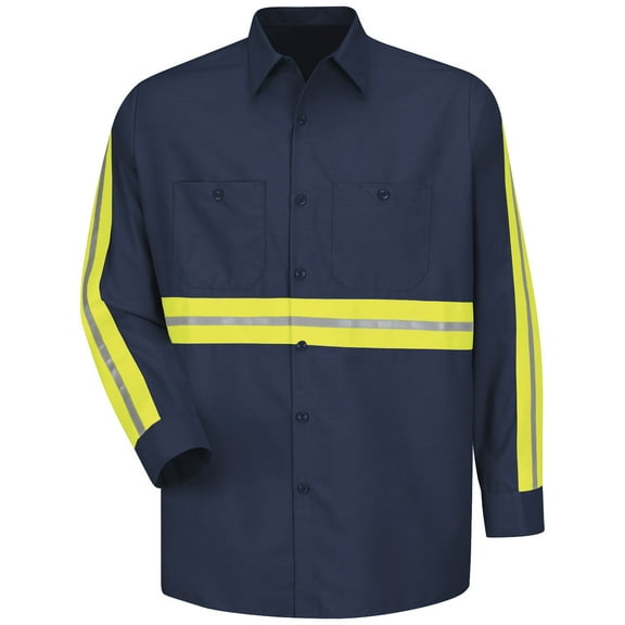 Red Kap Men's Long Sleeve Enhanced Visibility Industrial Work Shirt