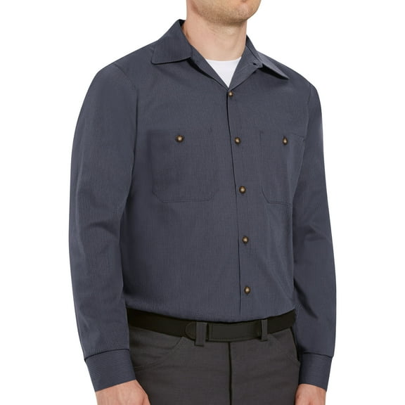 Red Kap Men's Long Sleeve Geometric Microcheck Work Shirt