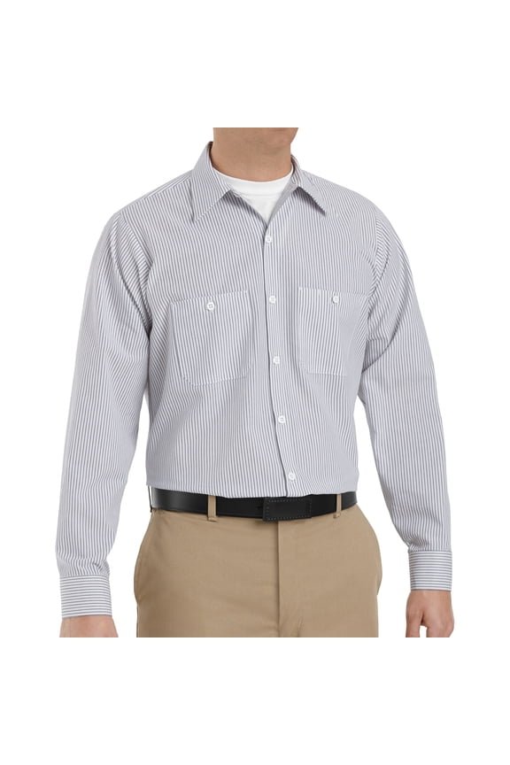Men's Long Sleeve Industrial Stripe Work Shirt