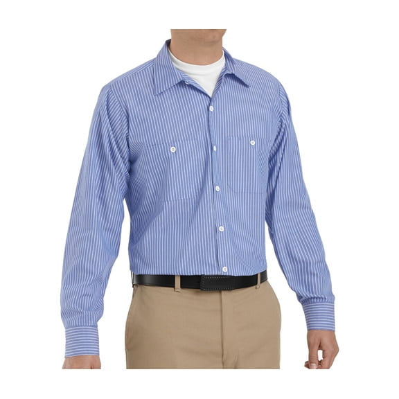 Red Kap Men's Long Sleeve Industrial Stripe Work Shirt