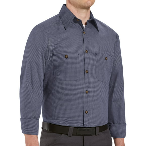 Red Kap Men's Long Sleeve Microcheck Uniform Shirt