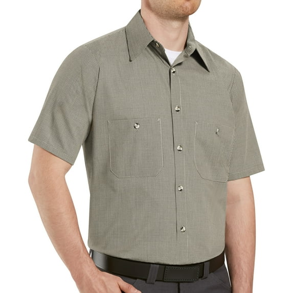 Red Kap Men's Short Sleeve Geometric Microcheck Work Shirt