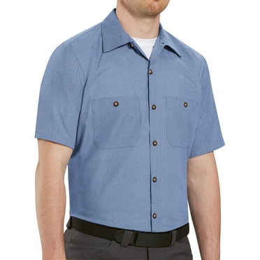 Red Kap Men's Short Sleeve Geometric Microcheck Work Shirt