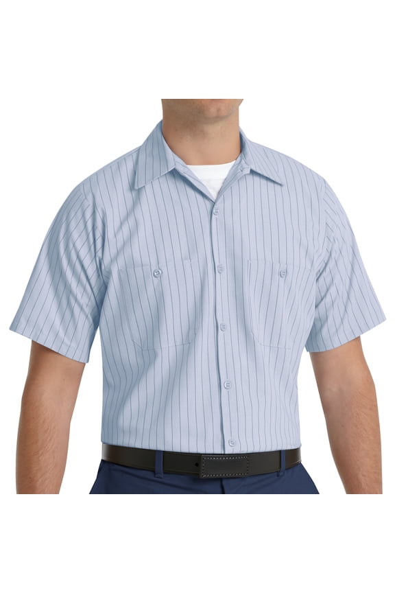 Men's Short Sleeve Industrial Stripe Work Shirt