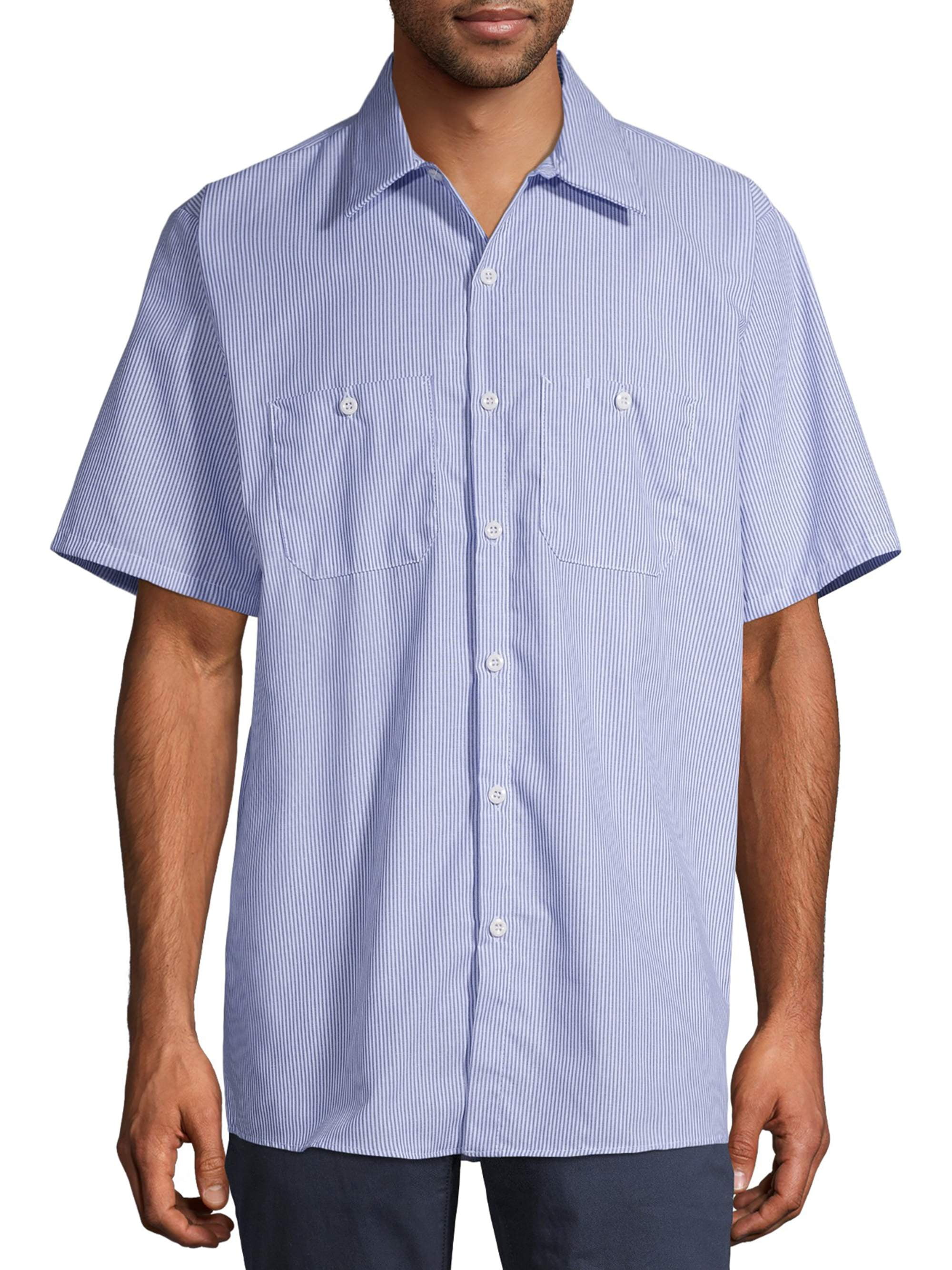 Red Kap® Men's Short Sleeve Industrial Stripe Work Shirt - Walmart.com