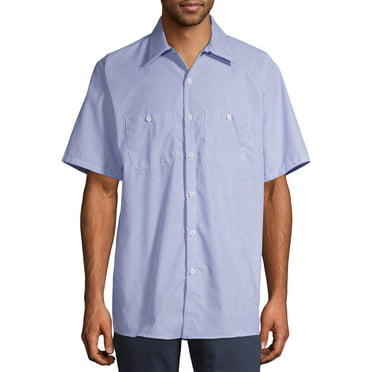 Red KapÂ® Men's Short Sleeve Industrial Stripe Work Shirt - Walmart.com