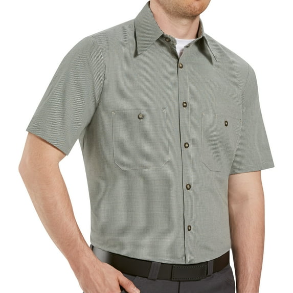 Red Kap Men's Short Sleeve Microcheck Uniform Shirt