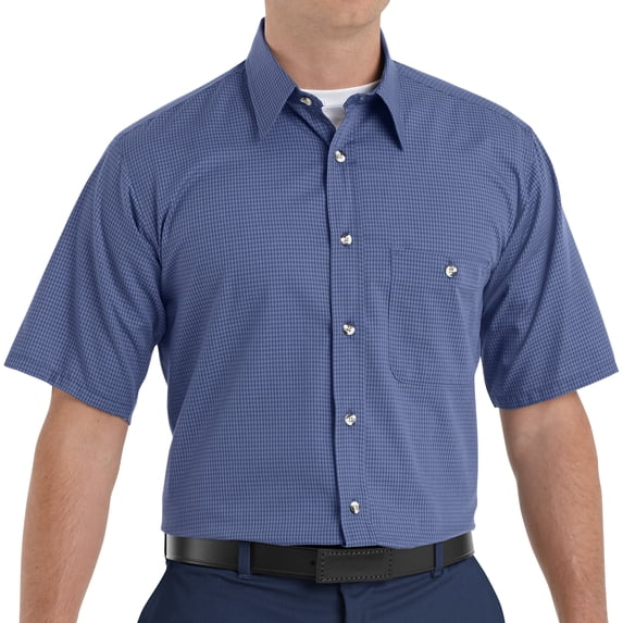 Red Kap Men's Short Sleeve Mini-Plaid Uniform Shirt