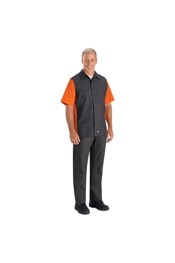 Men's Short Sleeve Two-Tone Crew Shirt Charcoal/Orange, 5XL
