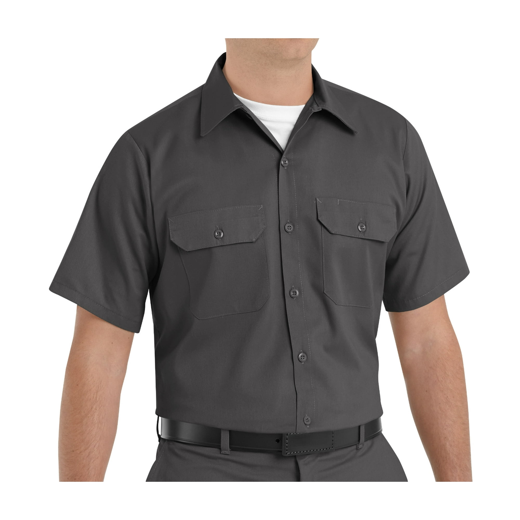 Red Kap Men's Short Sleeve Industrial Work Shirt, Charcoal - 4XL