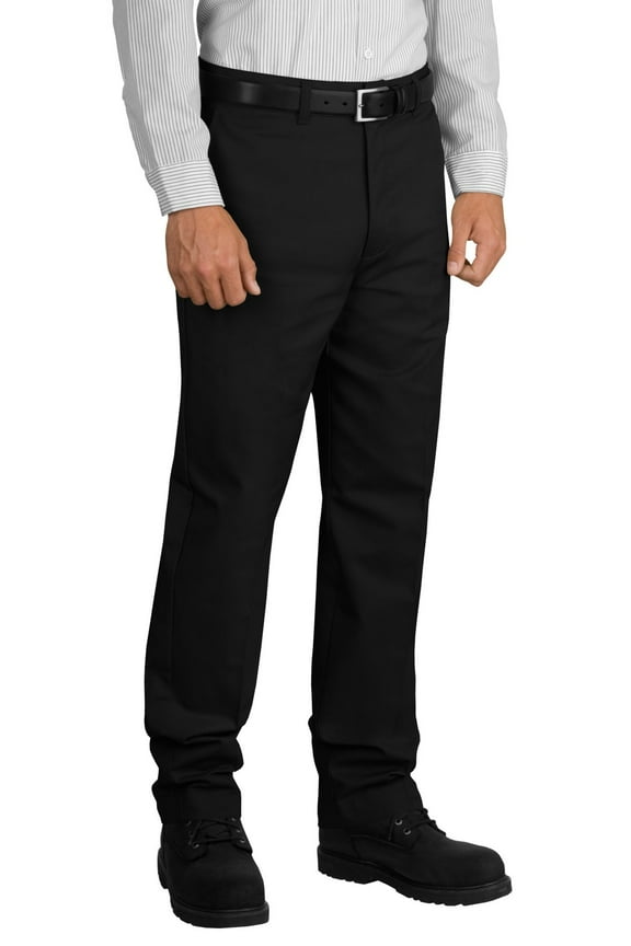 Men's Stain Resistant, Flat Front Work Pants, Black, 42W x 30L