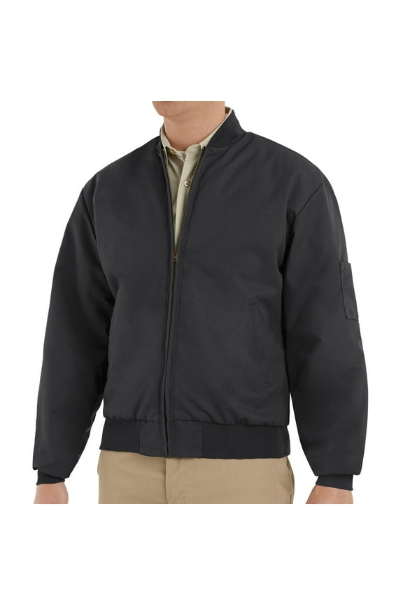 Men's Solid Team Bomber Insulated Mechanic's Work Shop Jacket - Black - Large