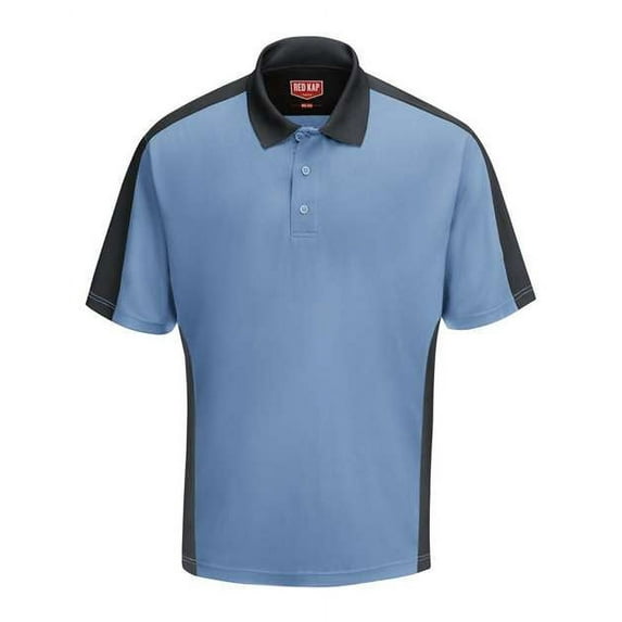 Red Kap Short Sleeve Performance Knit Two Tone Polo in Medium Blue/ Charcoal 3XL | SK54