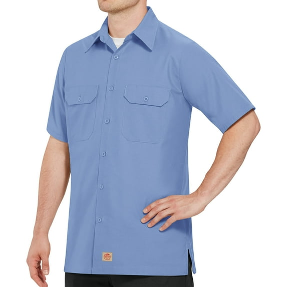 Red Kap Straight Hem Short Sleeve Solid Ripstop Shirt, Light Blue (Men's)