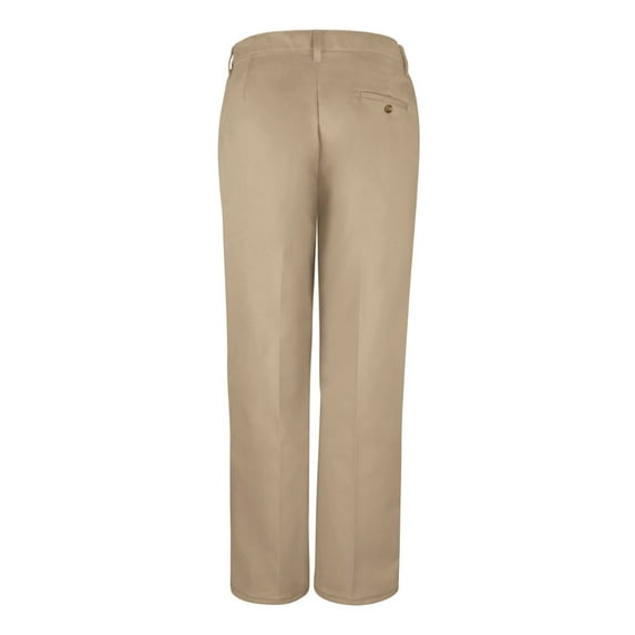 Red Kap Women's Plain Front Cotton Pants PC45 Khaki - Unhemmed 14