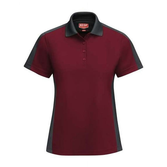 Red Kap Women's Short Sleeve Performance Knit Two-Tone Polo in Burgundy/ Charcoal XS | SK53