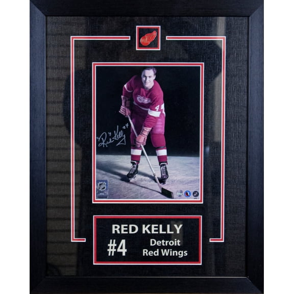 Red Kelly Signed 8x10 Etched Mat Red Wings Detroit Red Wings Officially Licensed NHL/NHLPA Authentic Hand-Signed Autograph Finished Size 16x20 Inches Black Frame by Frameworth Sports Marketing