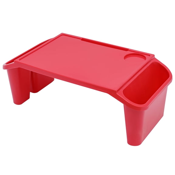 Red Kids Lap Desk Tray, Lightweight & Compact, 3 Storage Slots for Snacks, Drinks, and School Supplies, Ideal for Children 1-9 Years Old