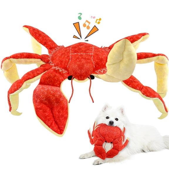 Ikerall Red Crab Plush Dog Toy - Durable Chew Toy for Aggressive Chewers, Interactive Pet Toy for All Breeds, Tough Stuffing with Squeaker