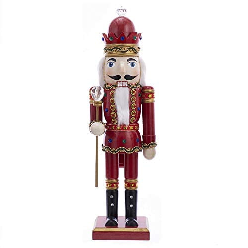 Red King with Scepter Wood Christmas Nutcracker 15 Inch Decoration New