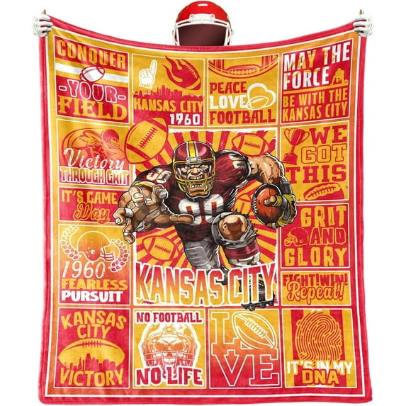 Red Kingdom Throw Blanket, Super Cozy Football Style Blanket Gifts for Men Women Fans, Football Team Travel Blanket for Sofa Bed Chair 60"x50"