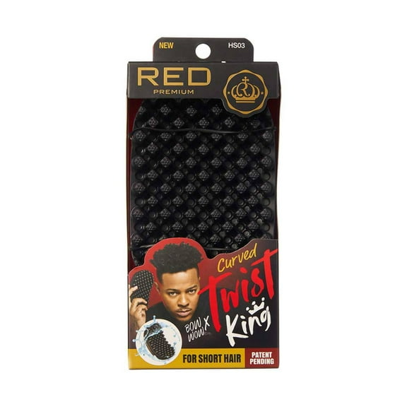 Red by Kiss Bow Wow Twist King -Premium Luxury Twist Styler Brush, Curved & Dense, Durable Washable for Barbers and Daily Use, Ideal for Curly, Coiled, 4C Hair