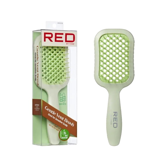 Red by Kiss Gentle Vent Brush, Soft Flexible Bristle for Wet or Dry Hair Ideal for Sensitive Scalp Protection, Heat Resistant & Quick Drying with Blow Dryer (Green)