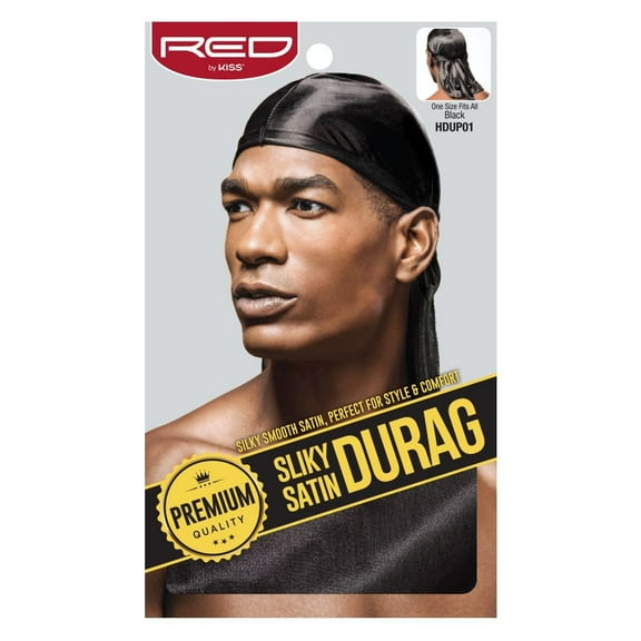 Red Kiss Premium Silky Satin Durag Mens Cap Durag Black, 1 Ea, 3 Pack