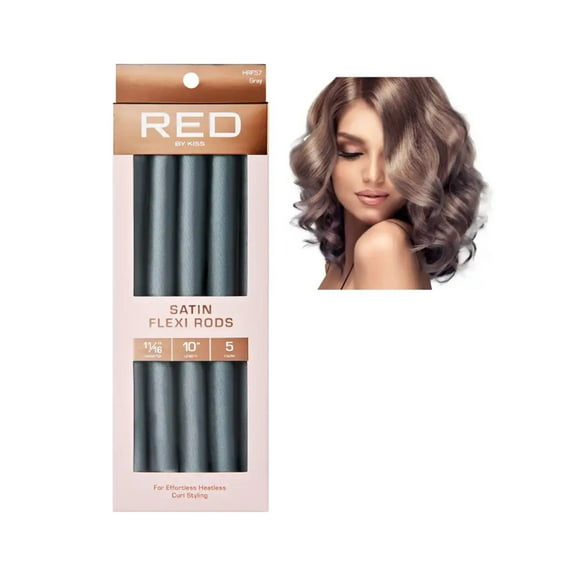 Red by Kiss Satin Flexi Heatless Curling Rods, Damage Free & Frizz Free No Heat Soft Curls, Silky Satin to Prevent Breakage, Comfortable Pin-Free Styling, Gentle Rollers for All Hair Types