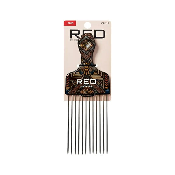 Red by Kiss Soul Pik Afro Comb, Scalp-Safe Skin Friendly Metal Teeth, For Curly & Straight Hair, Durable & Elegant Hairdressing Tool, Fashion Stylish for Daily Styling (Imperial Straight, Long)