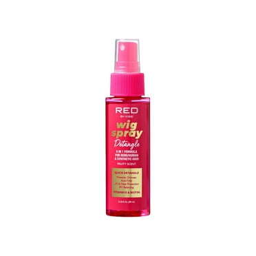 Red by Kiss Wig Spray, Extra Shine & Detangling Control for Remy, Human, Synthetic Hair, UV & Heat Protection, PH Balance & Long-Lasting Fragrance (2oz, Detangling)