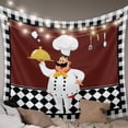 thumbnail image 1 of Red Kitchen Chef Large Tapestry for Bedroom Wall Hanging Tapestry, Black Plaid Gourmet Food Vintage Ceiling Backdrop Tapestries Poster Blanket Wall Decor for Teens Room Living Room Dorm 85" x 90", 1 of 8