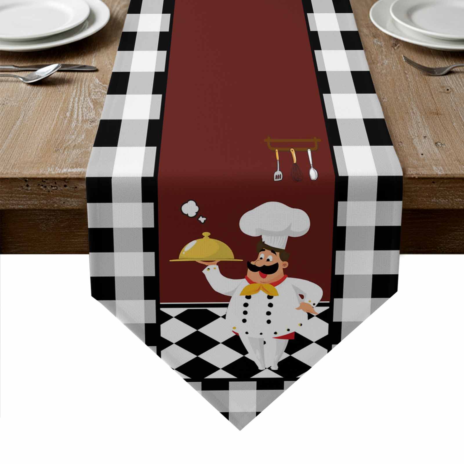 Restaurant Rack Table Runner Red Kitchen Chef Table Runner Linen Burlap Table Runner 72 Inches Long ...