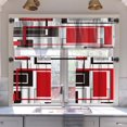 thumbnail image 1 of Red Kitchen Curtains Tiers and Valances Set 3 Piece for Windows Grey and Black Kitchen Window Curtains Set,Geometric Modern Art Valances for Living Room(36" Tiers Set), 1 of 6