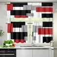 thumbnail image 1 of Red Kitchen Curtains Valances and Tiers Set of 3 Black Grey Abstract Art Window Curtains Modern Rod Pocket Short Tier Curtain Valance Sets for Home Cafe Window Decor 52x36in, 1 of 6
