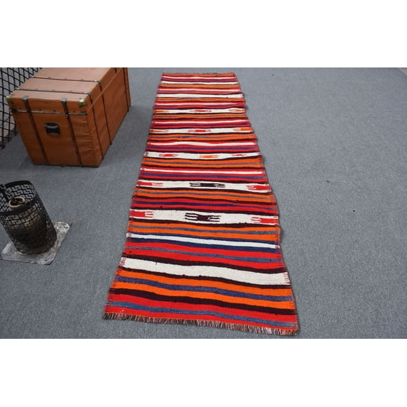 Red Kitchen Rugs, , Oushak Rugs, Rugs For Bedroom, Vintage Rug, 2.7x9.6 ft Area Rug, Turkish Rug, Herki Rug, Organic Indoor Rug