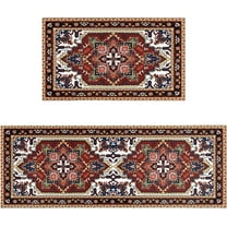 Red Kitchen Rugs Sets of 2 Boho Kitchen Rug Mat Washable Non-Slip Kitchen Floor Mats for in Front of Sink Red Kitchen Decor