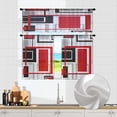 thumbnail image 1 of Red Kitchen Sheer Curtain Tiers and Valances Set of 3PC - Artistic and Fashionable Decor for Black Abstract Kitchen Windows, 1 of 5