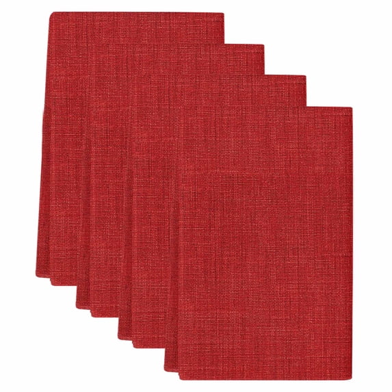 Red Kitchen Towels Set of 4, Farmhouse Burlap Solid Red Color Modern Linen Texture Soft Microfiber Dish Towels, Absorbent Washable Dishcloths for Kitchen Cleaning, Drying Dishes, 18x28 Inches