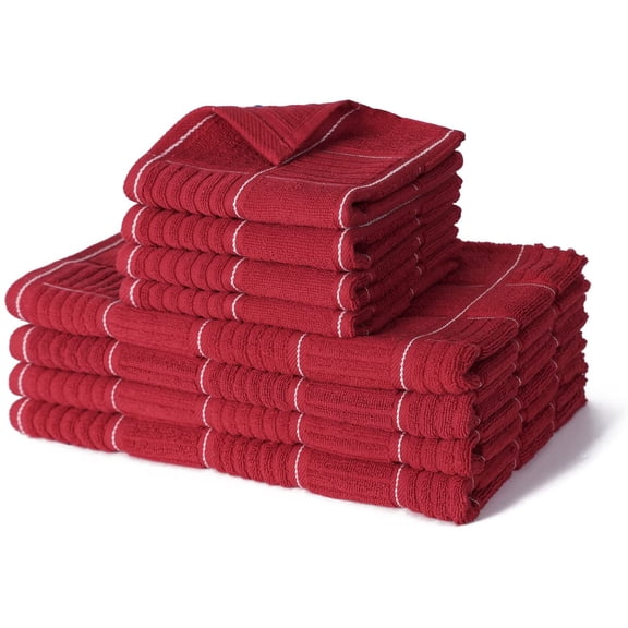 Red Kitchen Towels and Dishcloths Set, Dish Towels and Dish Rags Set for Washing Dishes, Cleaning and Drying Pack of 8 (red)