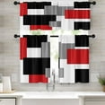 thumbnail image 1 of Red Kitchen Window Curtains Valance and Tier Set 36 Inch, Black Grey Modern Rod Pocket Short Tier Curtain for Bathroom, Abstract Art Small Cafe Drapes for Kitchen Decor, 1 of 6