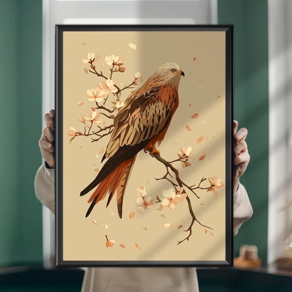 Red Kite Print, Vintage Raptor Bird Wall Art, Unframed Paper Poster 8x10in
