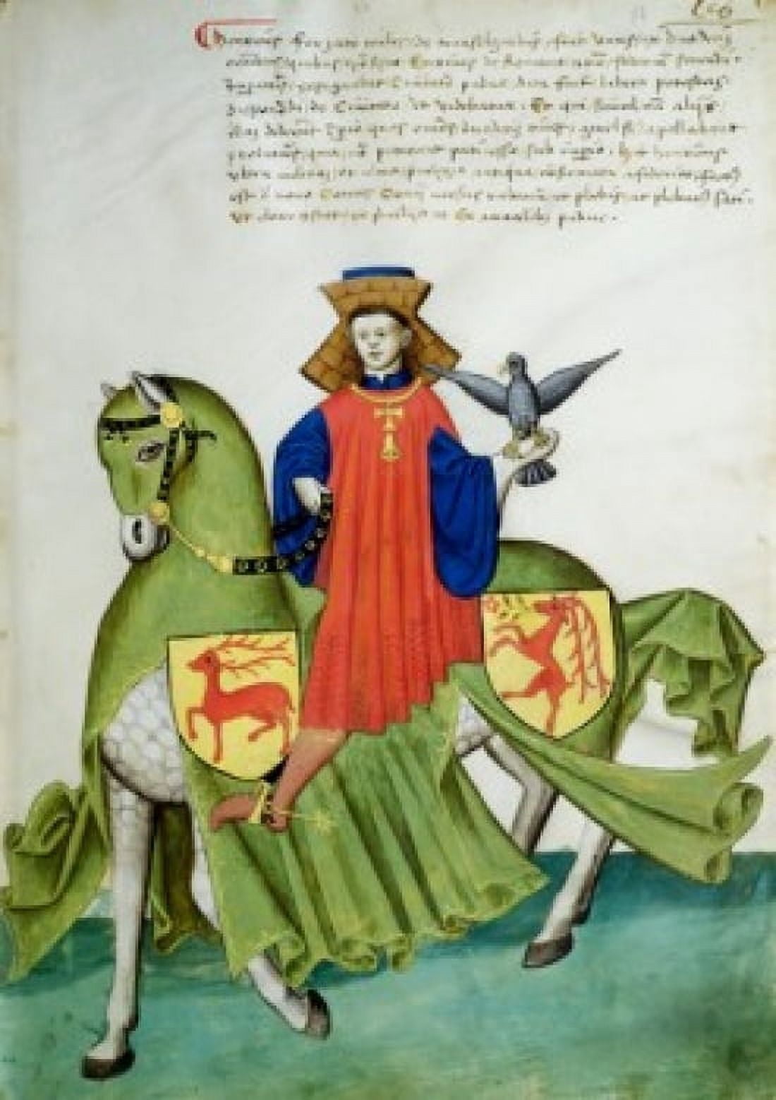 Red Knight and Green Horse Capodilista Codex Manuscript Illumination Biblioteca Civica Padua Canvas Art - (24 x 36)