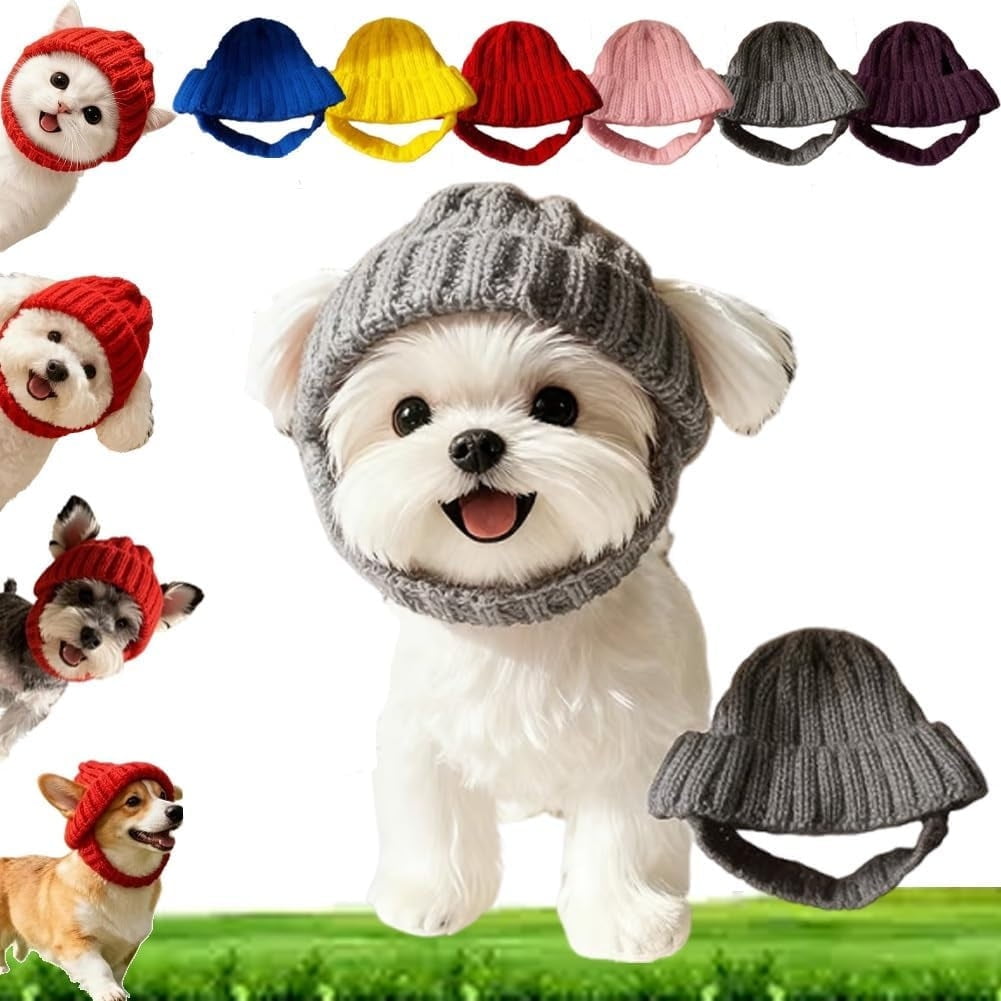 Women’s Very Soft Red Knitted Winter Cap – Cute Dog Patch