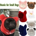 thumbnail image 1 of Red Knit Dog Winter Hat with Ear Flaps, Soft Stretchy Knitted Pet Beanie for Small Dogs, Warm Cozy Cold Weather Headwear, Outdoor Walks, Holiday Dress Up, Photos and Daily Wear, HAODEJW, 1 of 6