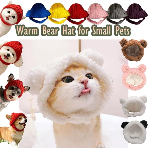 Red Knit Dog Winter Hat with Ear Flaps, Soft WarKnitted Pet Beanie for Small Dogs, Stretchy Cold Weather Headwear for Outdoor Walking, Holiday Dress Up, Daily Winter Wear, AKLJWH