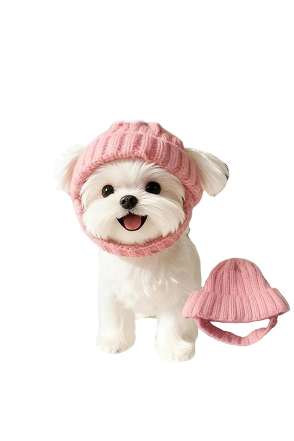 Red Knit Dog With Ear Flaps Warm Winter Hat