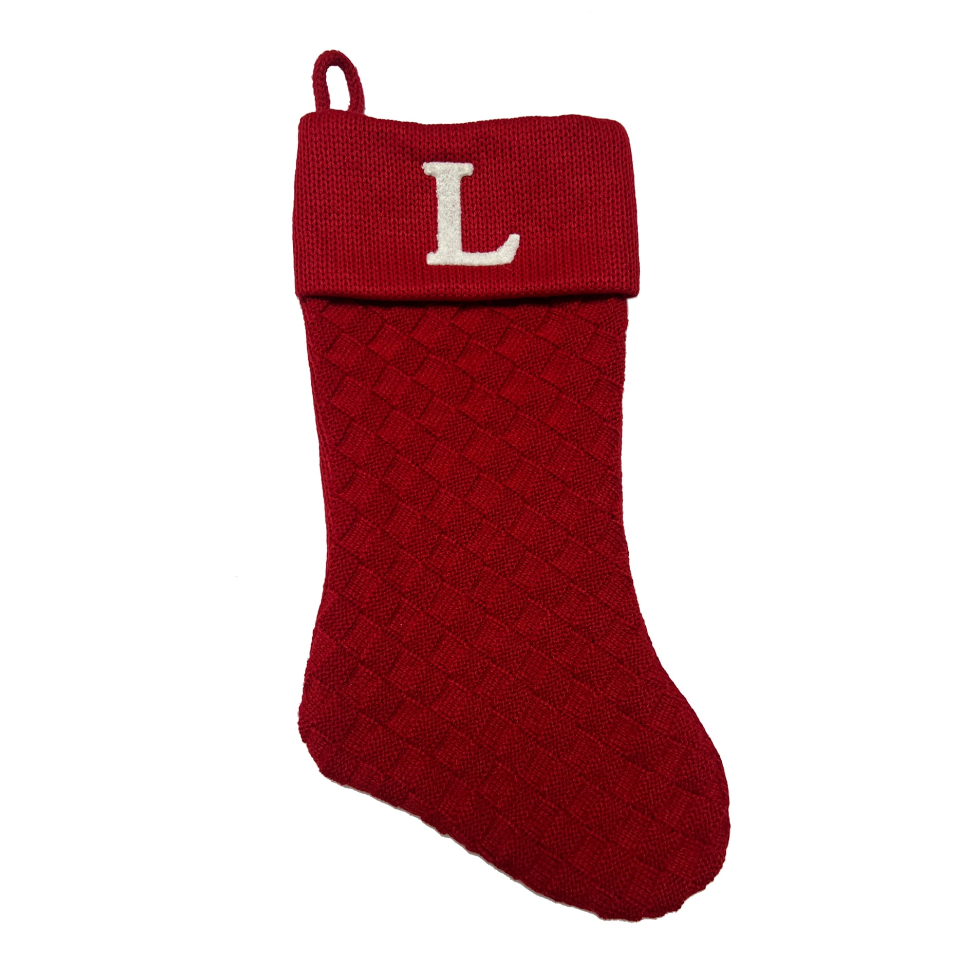 Red Knit Monogram Stocking, Letter L, 18 in, by Holiday Time - Walmart.com