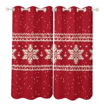 Red Knit Snowflake Pattern Luxury Window Curtains Blinds for Living Room Bedroom Bathroom Kicthen Door Home Decor 2 Panels