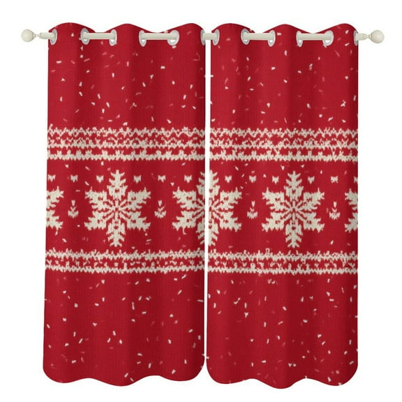 Red Knit Snowflake Pattern Luxury Window Curtains Blinds for Living Room Bedroom Bathroom Kicthen Door Home Decor 2 Panels
